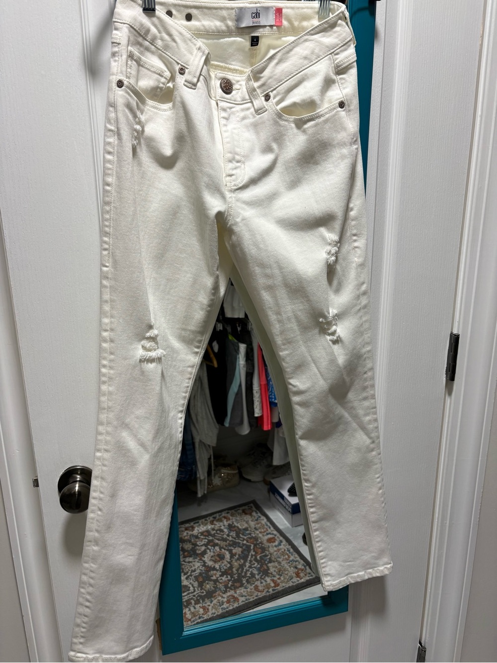 Cabi white jeans in  a high slim fit
